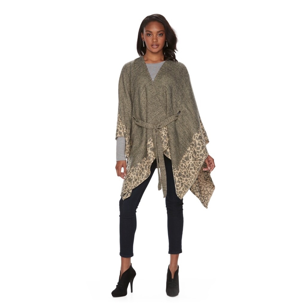 Apt 9 leopard printed belted Ruana